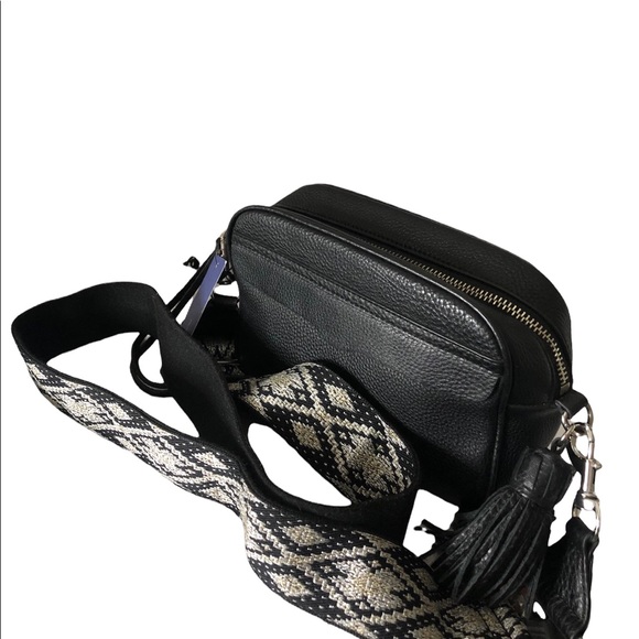 Nwt defect Rebecca Minkoff black leather guitar strap camera bag HP Pick 2024 - Picture 4 of 7
